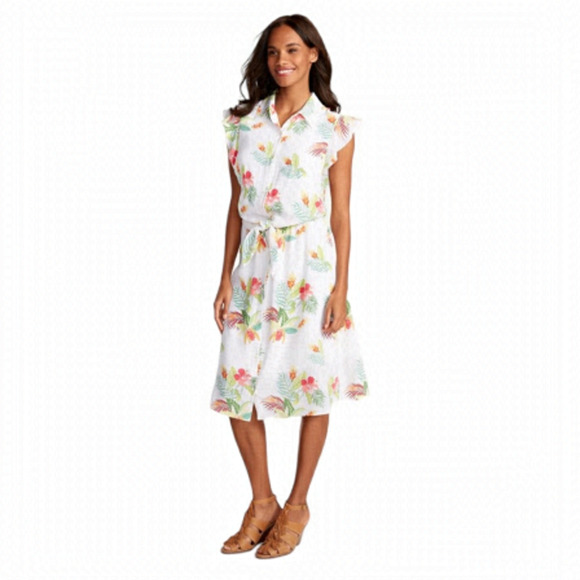TOMMY Bahamas Gardenia Blooms Silk Tie Dress - Picture 1 of 12